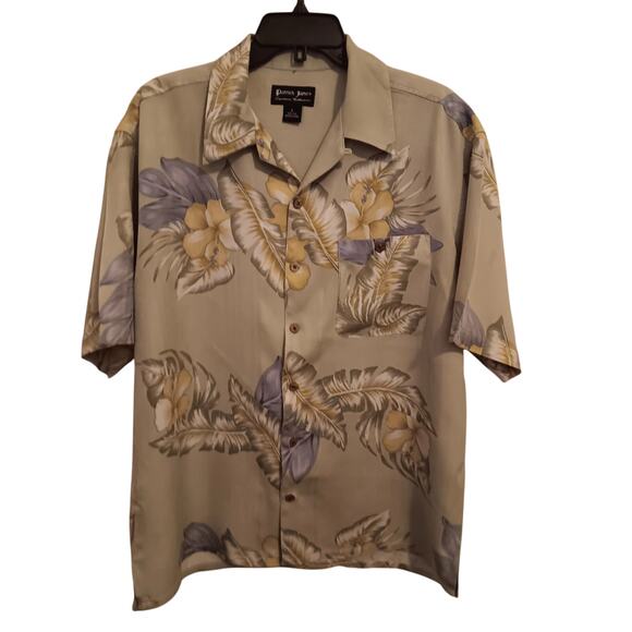 Patrick James Shirt, Men's Size Large 100% Silk Hawaiian Floral Print, EUC - Picture 1 of 5